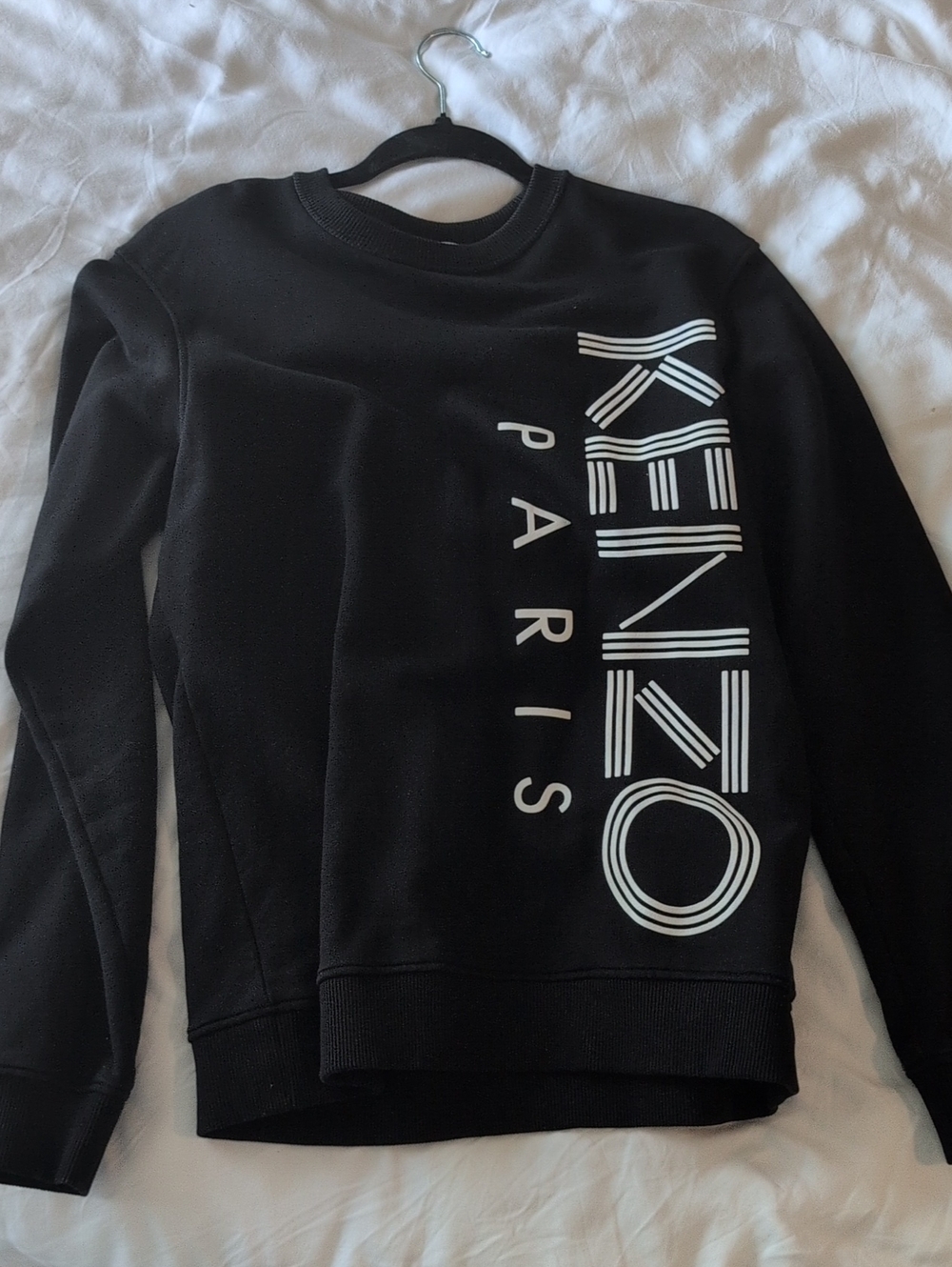 Kenzo Black Sweatshirt with Vertical White Logo